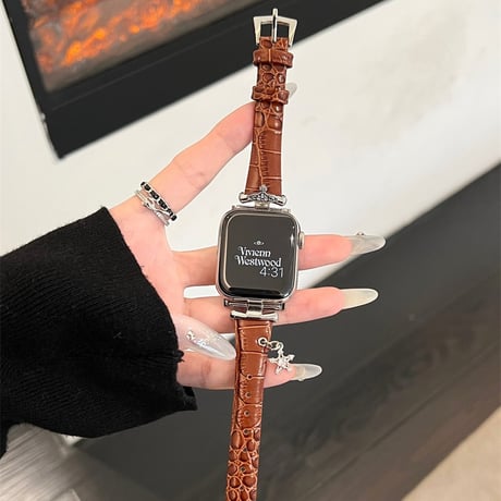 アップル ウォッチ シリーズ 10 バンド レザー apple watch バンド 可愛い チャーム付き M078