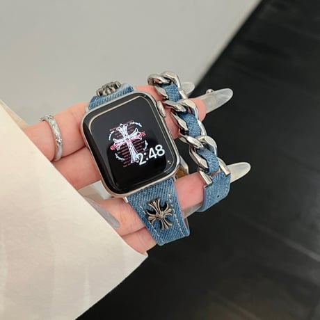 アップル ウォッチ series 10 バンド デニム apple watch バンド 二 重 おしゃれ M079