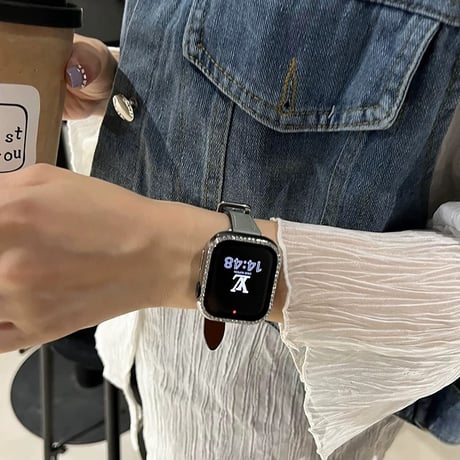 【保護ケース付き】アップル ウォッチ バンド 女性 人気 apple watch バンド レザー 細い M204