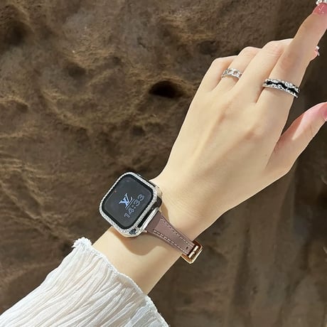 【保護ケース付き】アップル ウォッチ バンド 女性 人気 apple watch バンド レザー 細い M204