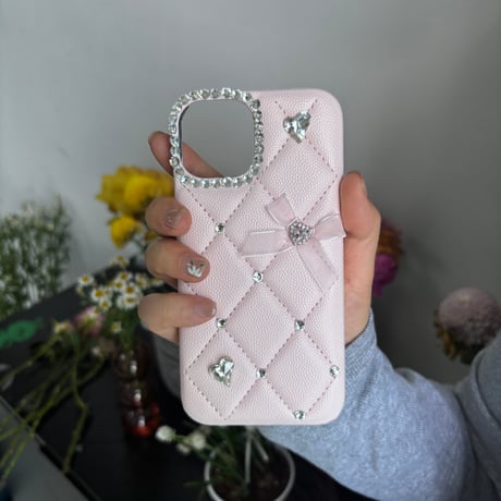 「カメラ保護リングプレゼント！」iphone17/16pro ケース リボン ハンドメイド iphone ケース ピンク 人気 女子 M255
