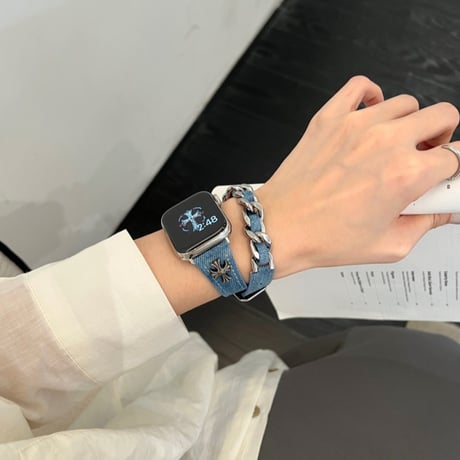 アップル ウォッチ series 10 バンド デニム apple watch バンド 二 重 おしゃれ M079
