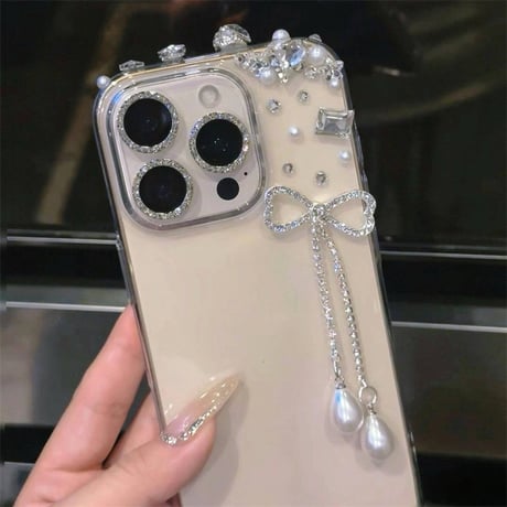 「カメラ保護リングをプレゼント！」iphone17/16proケース リボン デコ 黄ばみ にくい クリア ケース M289