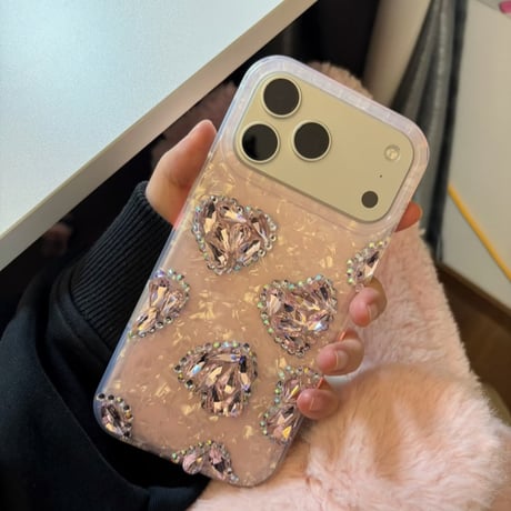 iphone17/16 ケース キラキラ iphone ケース デコ ハート M142