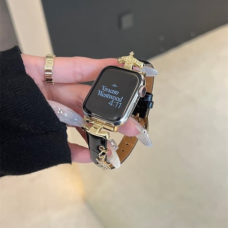 アップル ウォッチ シリーズ 10 バンド レザー apple watch バンド 可愛い チャーム付き M078
