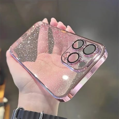 iphone17/17pro ケース キラキラ メタリック iphone ケース クリア おしゃれ【カメラ保護フィルム一体型】M054