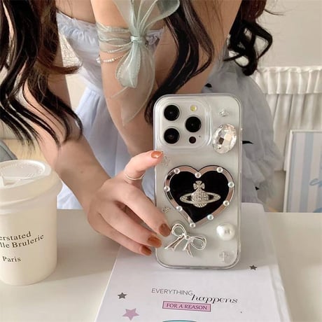 iphone ケース 可愛い 韓国 ハート スマホ ケース デコ クリア M242