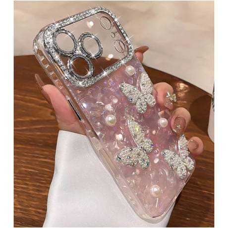キラキラ iphone ケース デコ 蝶々 iphoneケース 大人可愛い M313