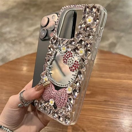 iphone16 デコ ケース iphone16pro/15 ケース キラキラ ストーン リボン の スマホケース M280
