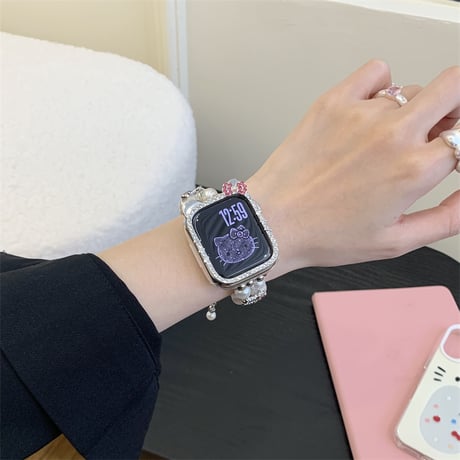 アップル ウォッチ バンド パール apple watch バンド キラキラ 「apple watchケース付き」M278