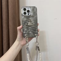iphone16/16proケース かわいい おしゃれ iphoneケース チェーンストラップ 付き M075