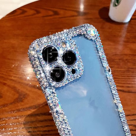 キラキラ ラインストーン 透明 iphone16/16pro ケース 可愛い スマホケース M180