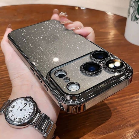iphone17/17pro ケース キラキラ メタリック iphone ケース クリア おしゃれ【カメラ保護フィルム一体型】M054