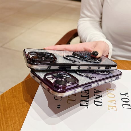 白鳥 iphone ケース キラキラ グリッター iphone ケース 透明 可愛い【カメラ保護フィルム付き】M069
