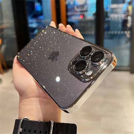 iphone17/17pro ケース キラキラ メタリック iphone ケース クリア おしゃれ【カメラ保護フィルム一体型】M054