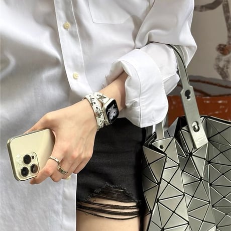 apple watch series 10 バンド 二重 アップル ウォッチ レザー バンド スタッズ 付き M088