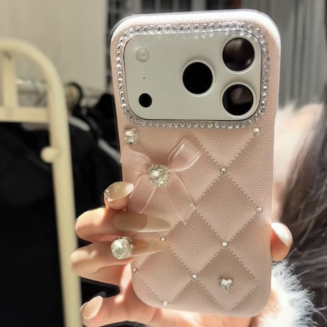 「カメラ保護リングプレゼント！」iphone17/16pro ケース リボン ハンドメイド iphone ケース ピンク 人気 女子 M255