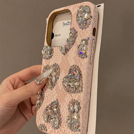 iphone16/16pro ケース デコ ハート iphoneケース 人気 女子 「カメラ保護リングプレゼント」M122