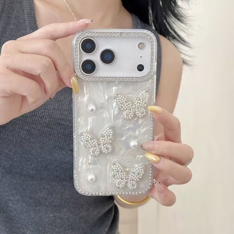 キラキラ iphone ケース デコ 蝶々 iphoneケース 大人可愛い M313
