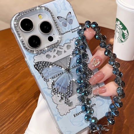 蝶々 iphone ケース キラキラ ライン ストーン iphone ケース 人気 女子 M117