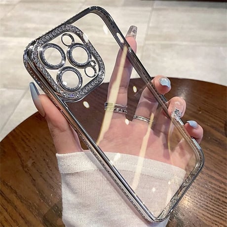 iphone18pro max/17pro ケース キラキラ クリア iphone ケース 透明 可愛い【カメラ保護フィルム付き】M064