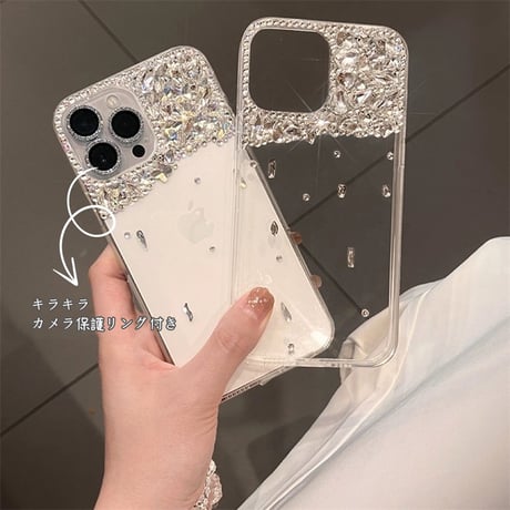 【カメラ保護リング付き】iphone17/17pro ケース デコ クリア iphone ケース キラキラ 女子 人気 M046