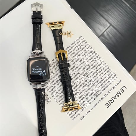 アップル ウォッチ シリーズ 10 バンド レザー apple watch バンド 可愛い チャーム付き M078