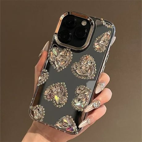 iphone16/15 ケース ミラー デコケース スマホ キラキラ ストーン iphone16pro ケース M261