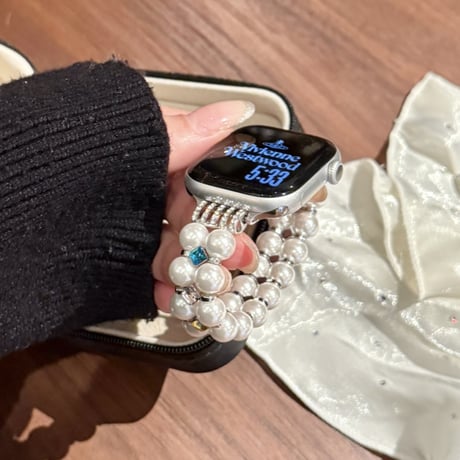 アップル ウォッチ バンド パール ブレスレット apple watch 11/se3 バンド 可愛い M319