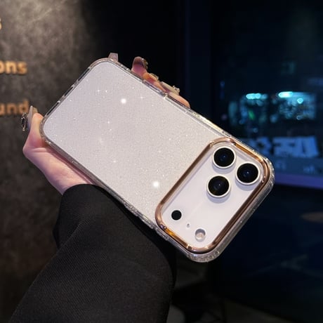 iphone18pro/17pro ケース キラキラ iphone ケース 透明 かわいい【レンズ保護リング付き】M056