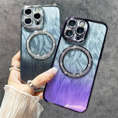 iphone ケース マグセーフ iphoneケース クリア おしゃれ メタリック M112