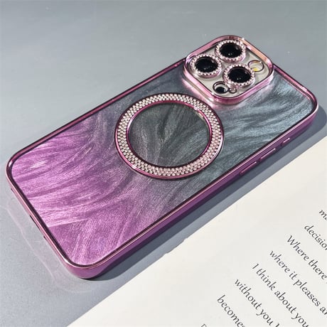 iphone ケース マグセーフ iphoneケース クリア おしゃれ メタリック M112