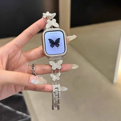 バタフライ アップル ウォッチ バンド キラキラ apple watch ブレスレット【バンパーケース付き】M151