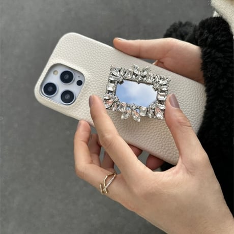 iphone16 ケース グリップ 付き ミラー iphoneケース 人気 女子 韓国 M022