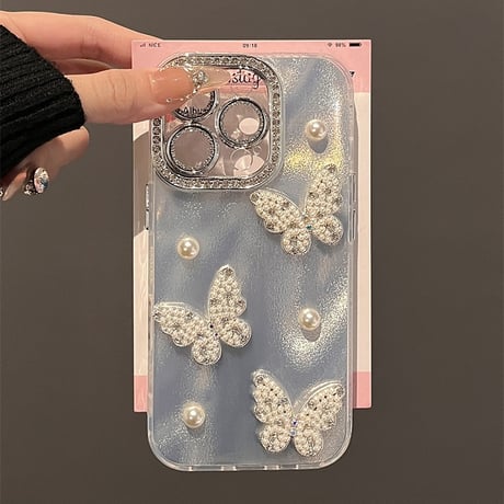 iphone16/16pro ケース 人気 女子 バタフライ iphone ケース 可愛い カメラ保護 M169