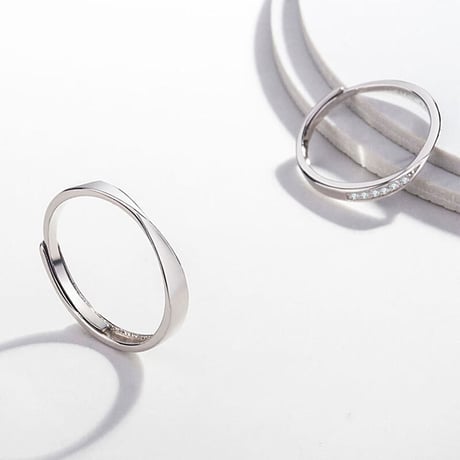 「010」フリーサイズ 指輪 ペアリング メビウスリング シルバー925 リング シンプル