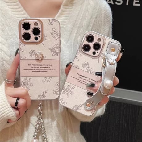 iphone ケース 韓国 流行り iphone ケース 人気 女子 バンド/パールチャーム M051