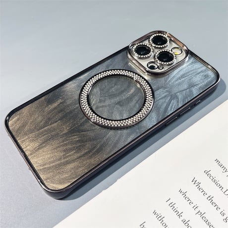 iphone ケース マグセーフ iphoneケース クリア おしゃれ メタリック M112