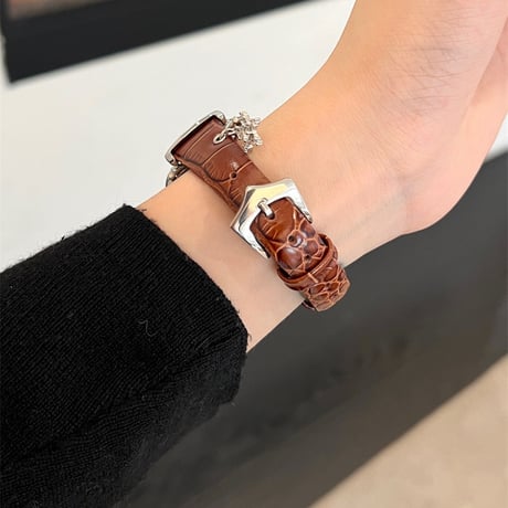 アップル ウォッチ シリーズ 10 バンド レザー apple watch バンド 可愛い チャーム付き M078