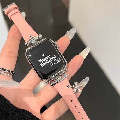 アップル ウォッチ シリーズ 10 バンド レザー apple watch バンド 可愛い チャーム付き M078