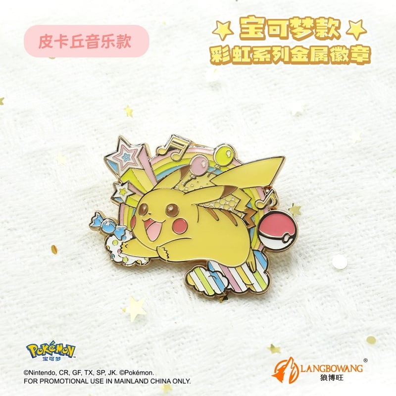 ポケモン メタリックピンバッジ-イーブイ、寝るピカチュウ、モルペコ