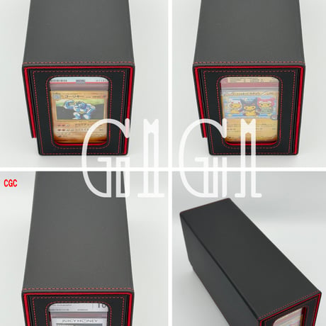 「G1G1」PSA/BGS/CGC鑑定カード収納 ケース（ストレージボックス、デッキホルダー）赤 窓付き