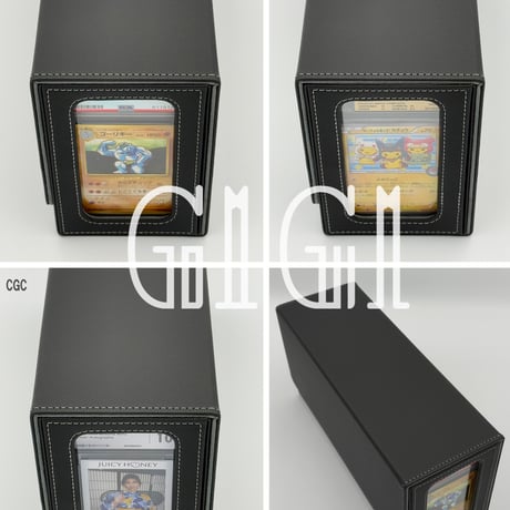 「G1G1」PSA/BGS/CGC鑑定カード収納 ケース（ストレージボックス、デッキホルダー）グレー 窓付き