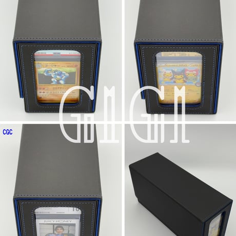 「G1G1」PSA/BGS/CGC鑑定カード収納 ケース（ストレージボックス、デッキホルダー）ブルー 窓付き