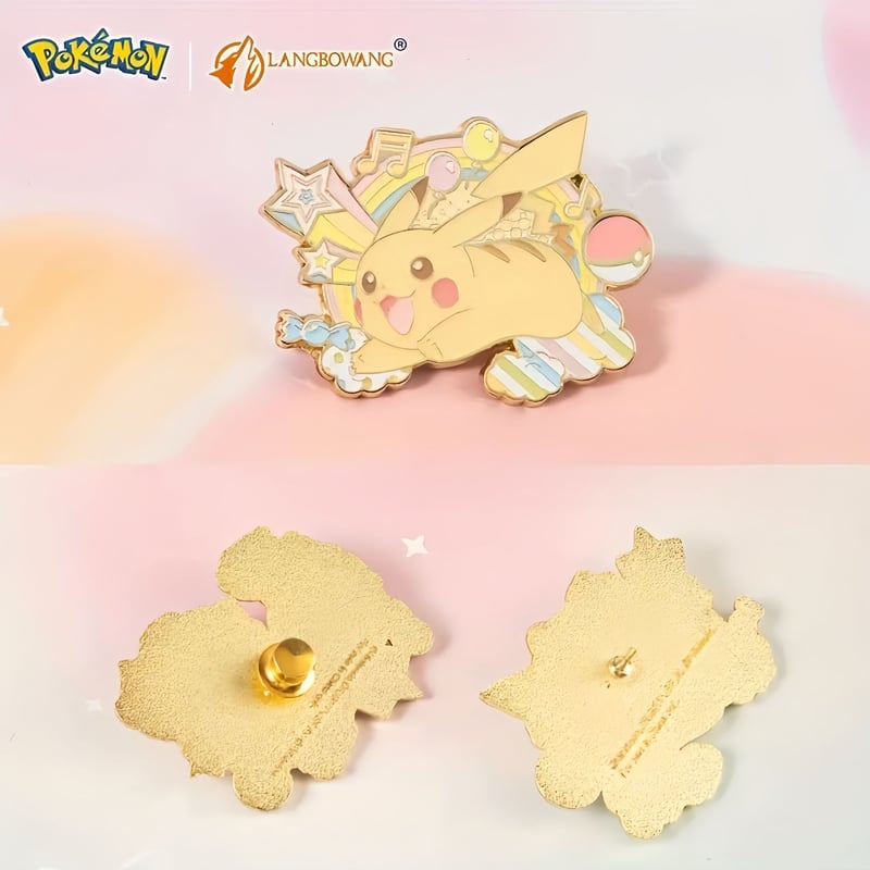 ポケモン メタリックピンバッジ-イーブイ、寝るピカチュウ、モルペコ