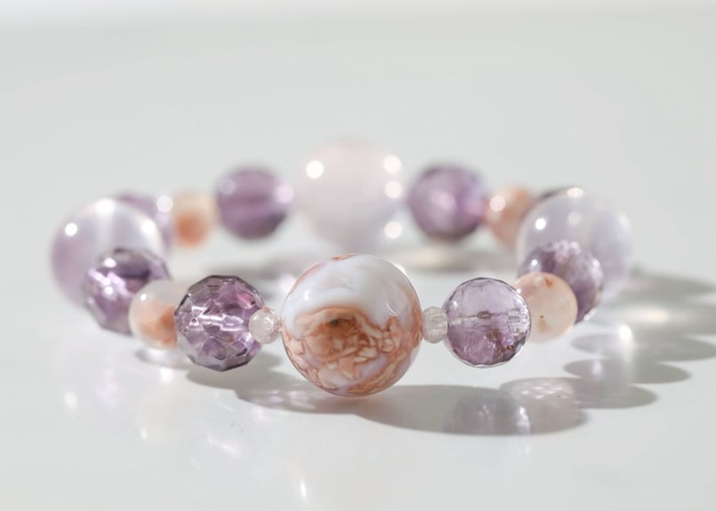 蔵王権現様の御魂入り】チェリーブロッサムアゲートとローズクォーツ