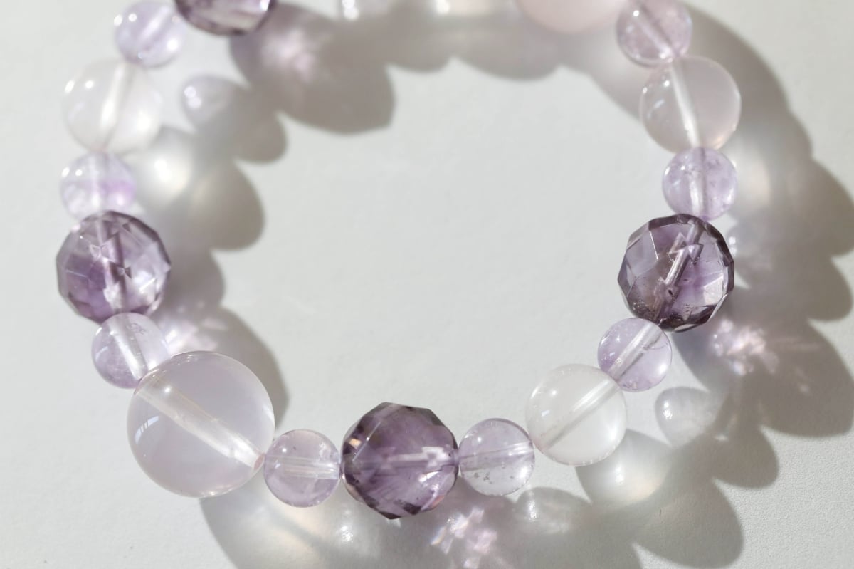 蔵王権現様の御魂入り】ローズクォーツとアメジストのブレスレット