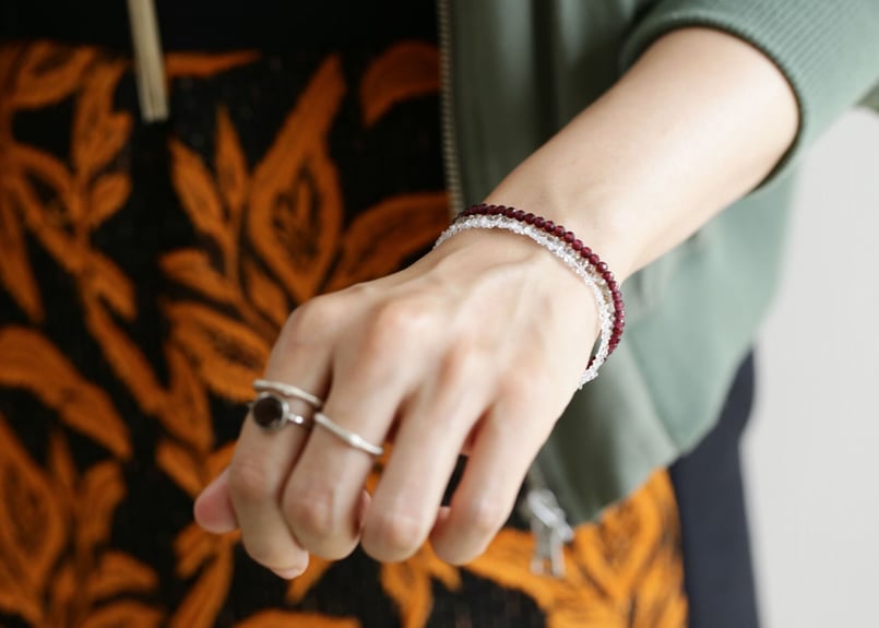 11/22お取り置き済み アクアマリン ブレスレット 【鳥の羽