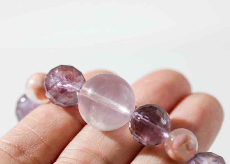 蔵王権現様の御魂入り】チェリーブロッサムアゲートとローズクォーツ