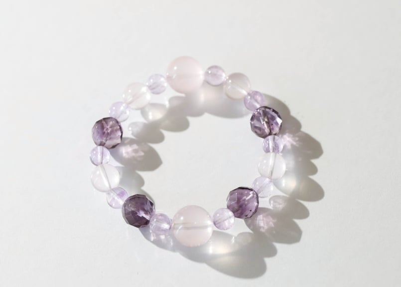 蔵王権現様の御魂入り】ローズクォーツとアメジストのブレスレット